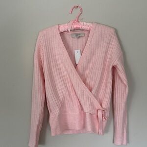 LOFT Soft Pink V-Neck Wrap Sweater NWT